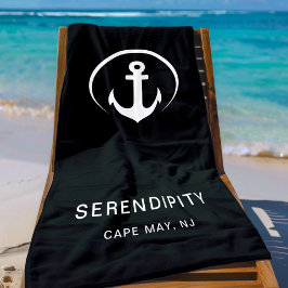 Toalha De Praia Ancoragem de barcos modernos - preto