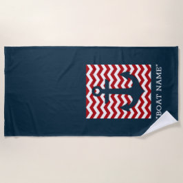 Toalha De Praia Ângulo Náutico NOME DO BOAT Personalizado Vermelho