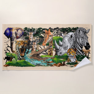 Toalha De Praia Animais Selvagens da savana africana