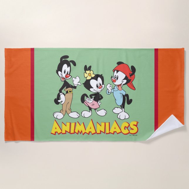 Toalha De Praia Animaniacs | Yakko, Dot e Wakko Permanente (Frente)