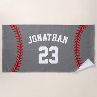 Toalha De Praia Annette Baseball Player Name Gray 