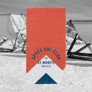 Toalha De Praia Après Ski Club Red Marinho Vintage Style Winter