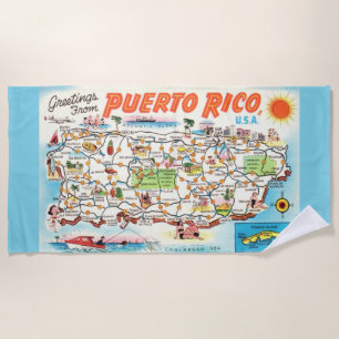Toalha De Praia Aqua Puerto Rico Saudações Beach Towel