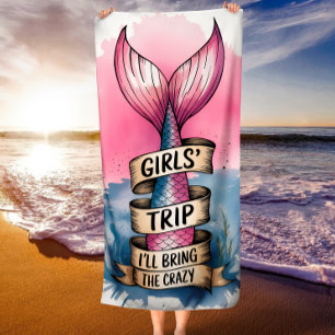 Toalha De Praia Aquarela Mermaid Tail Trip Engraçado
