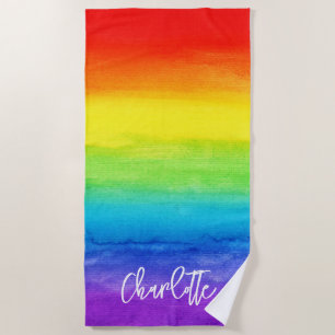 Toalha De Praia Arco-Íris Colorido Personalizado Moderno