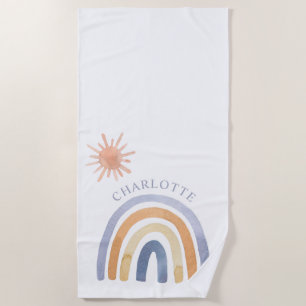 Toalha De Praia Arco-Íris E Sol Personalizados