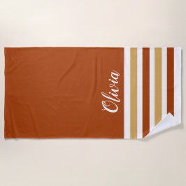 Toalha De Praia Areia Castanho Personalizada E Branco Estimulados