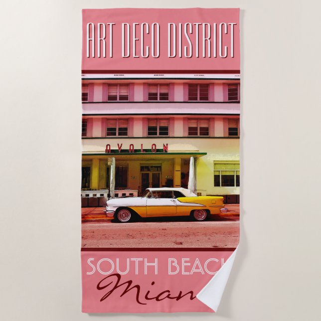 Toalha De Praia Art Deco Distrito de South Beach Miami (Frente)