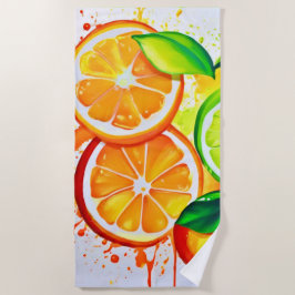 Toalha De Praia Arte de abertura de Fruta de Citros Vibrante