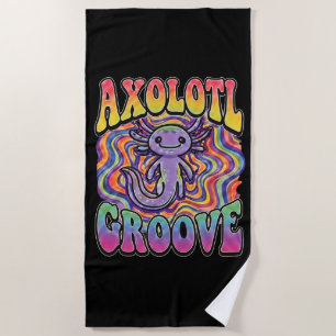Toalha De Praia Arte de Chuva de Cores Retro Groovy Hippie Axolote