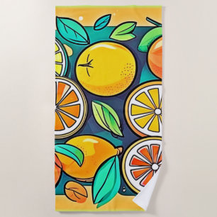 Toalha De Praia Arte de Design de Frutas Cítricas