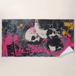 Toalha De Praia Arte de Grafite de Caveira Punk – Design Rebelde U