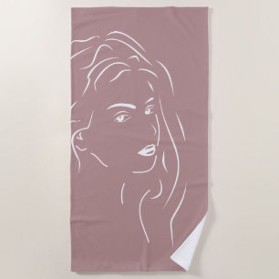 Toalha De Praia Arte de Linha Branca Tocada Areia Visual Feminina