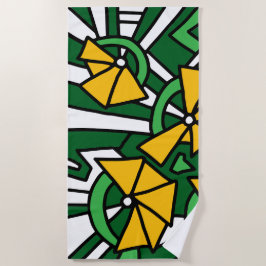 Toalha De Praia Arte de Rabiscos de Flores Amarelas