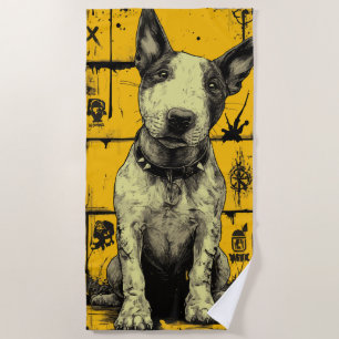 Toalha De Praia Arte de Rua de Bull Terrier – Design de Cachorro G