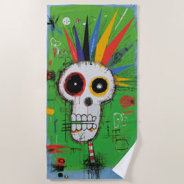 Toalha De Praia Arte de Rua de Grafite de Caveira Punk