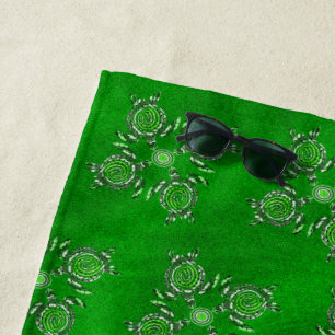 Toalha De Praia Arte de Tartaruga Verde