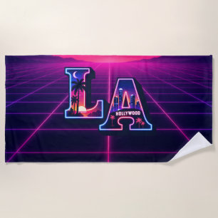 Toalha De Praia Arte de tipografia neon estilo Califórnia dos anos
