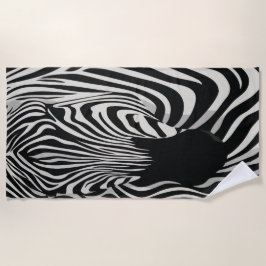 Toalha De Praia Arte de Zebra em Preto e Branco em Close-Up