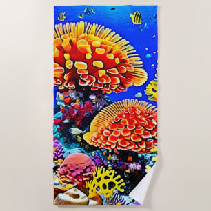 Toalha De Praia Arte Deslumbrante do Recife de Coral Vibrante
