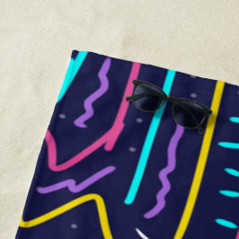 Toalha De Praia Arte do Espaço Contrastada Neon