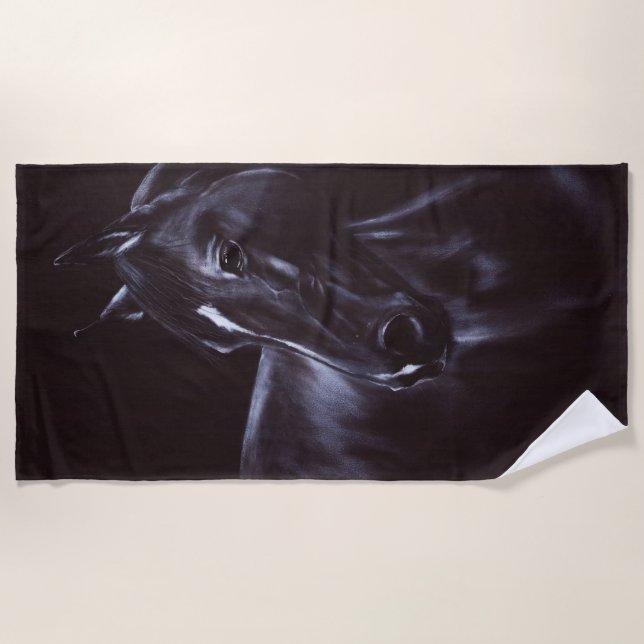 Toalha De Praia Arte equina pintada à mão (Frente)