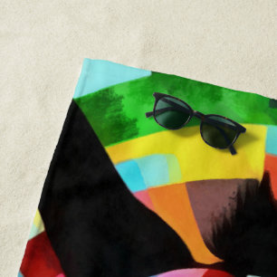 Toalha De Praia Arte Geométrica Abstrata de Burro Colorido