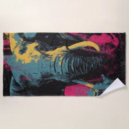 Toalha De Praia Arte Gráfica de Elefante Colorido – Vida Selvagem 