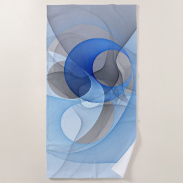 Toalha De Praia Arte Gráfica Fractal Azul Cinza Abstrata Moderna