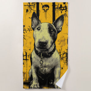 Toalha De Praia Arte Grunge do Crânio do Bull Terrier