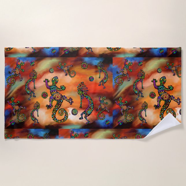 Toalha De Praia Arte Kokopelli (Frente)