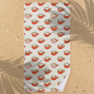 Toalha De Praia Arte Látea no Padrão Vermelho de Lágrimas de Café