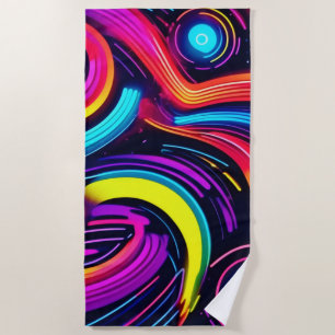 Toalha De Praia Arte Neon Paisagem dos Sonhos