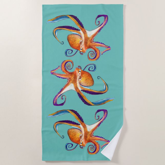 Toalha De Praia Arte octopus sealife (Frente)