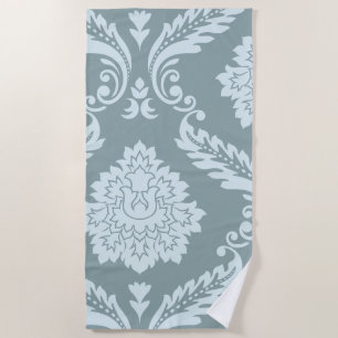 Toalha De Praia Arte Rococó Damask I Azul Ovo de Pato+Turquesa