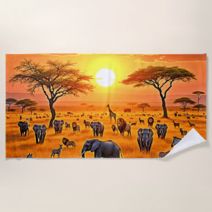 Toalha De Praia Arte Sunset da savana africana