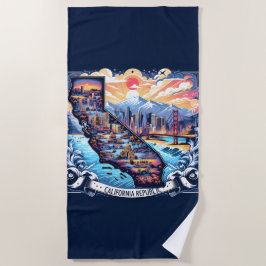 Toalha De Praia Arte vetorial do mapa da Califórnia