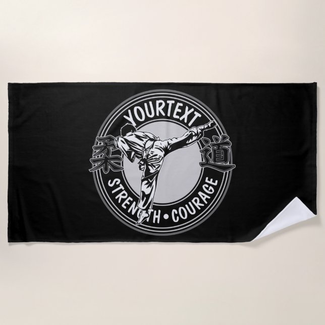 Toalha De Praia Artes Marciais Personalizadas JUDO Japão Combate E (Frente)