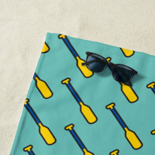 Toalha De Praia Artesanato Azul E Amarelo Paddles no Teal