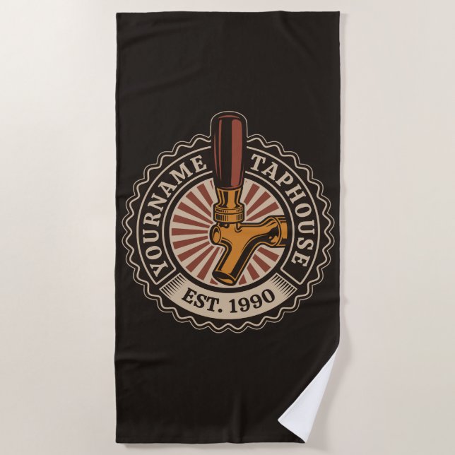 Toalha De Praia Artesanato DE NOME Personalizado Bar de cervejaria (Frente)