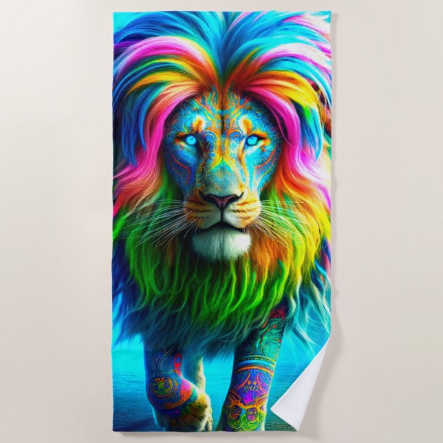 Toalha De Praia Artsy Lion (Frente)