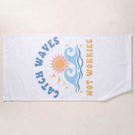 Toalha De Praia As ondas de captura não se preocupam - Verão engra