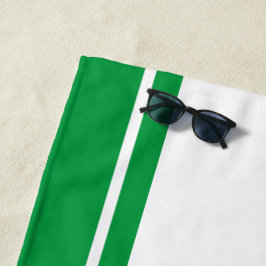 Toalha De Praia Athletic Fun 70s Verde Brilhante Listras Brancas d