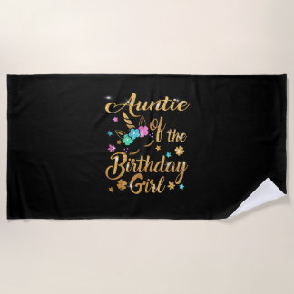 Toalha De Praia Auntie of The Birthday Girl Unicorn T-Shirt