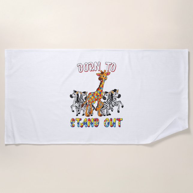 Toalha De Praia Autismo Sensibilização Camisa Boas Nasceres De Sai (Frente)