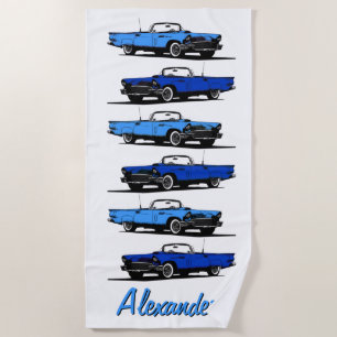 Toalha De Praia Automóveis personalizados Blue Vintage da década