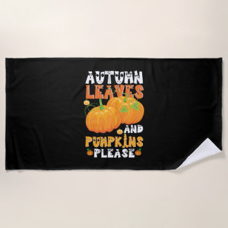 Toalha De Praia Autumn Leaves E Pumpkins Por Favor Aniversário