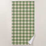 Toalha De Praia Avocado Green Cottagecore Gingham Check Xadrez<br><div class="desc">Tendência piquenique primavera moderna,  com padrão de tartã xadrez gingham em verde abacate e cores creme.</div>