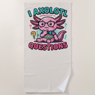 Toalha De Praia Axolote Nerd Cute Eu Axolote Perguntas Marcas Meme