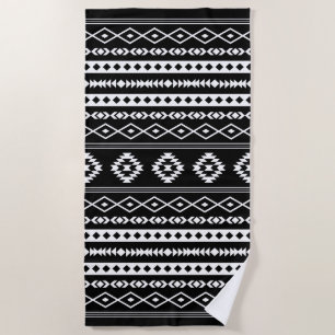 Toalha De Praia Aztec White em Padrão Mixado Preto de Motifs